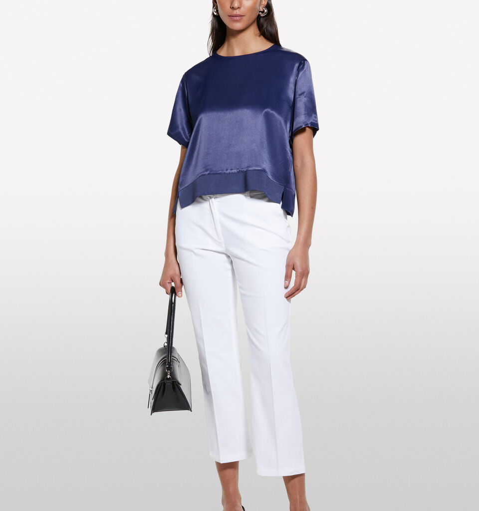 Dark blue satin blouse - women's blouses - Dark Blue | Sisley image number 1